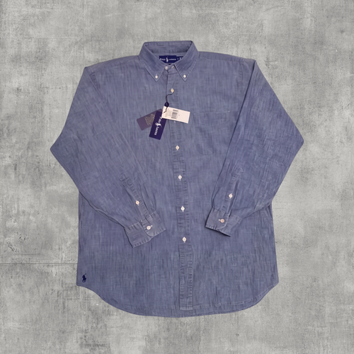 Niebieska koszula męska z długim rękawem sweet_szop Polo Ralph Lauren z kołnierzykiem button-down i kieszenią na piersi